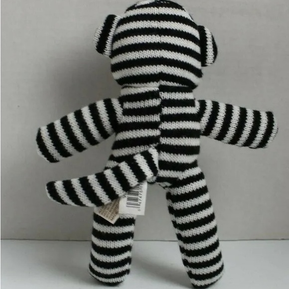 Dan Dee Collectors Choice Sock MOnkey Plush Black White Striped Red Heart 9" - Picture 3 of 5